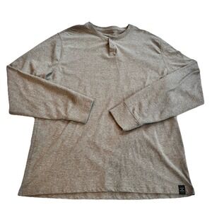 Lucky Brand Henley Shirt Gray Long Sleeve Button Neck Mens Size Large